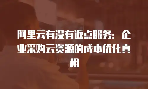 阿里云有没有返点服务：企业采购云资源的成本优化真相