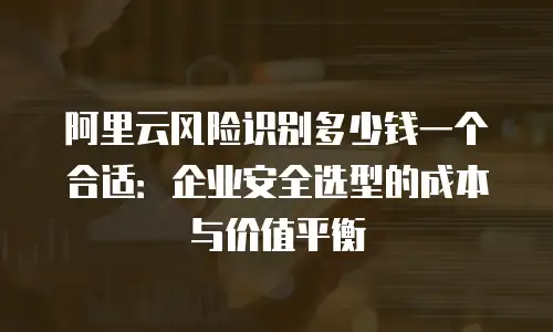阿里云风险识别多少钱一个合适：企业安全选型的成本与价值平衡