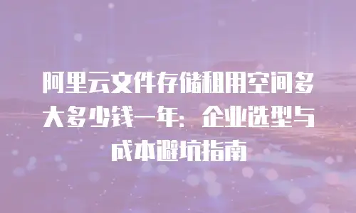 阿里云文件存储租用空间多大多少钱一年：企业选型与成本避坑指南