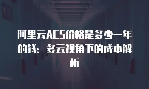 阿里云ACS价格是多少一年的钱：多云视角下的成本解析