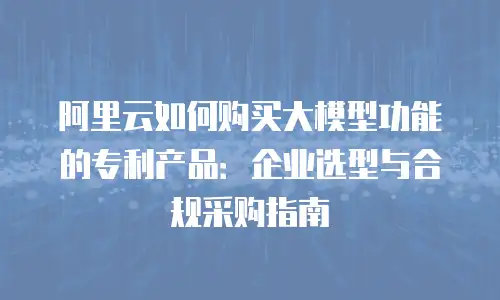 阿里云如何购买大模型功能的专利产品：企业选型与合规采购指南