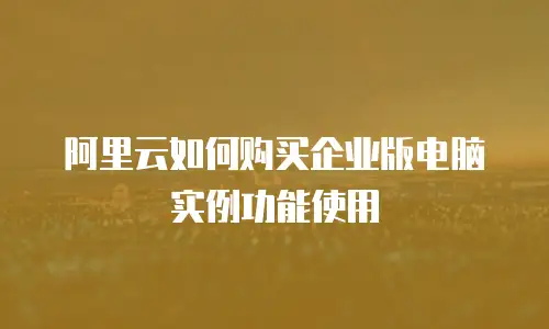 阿里云如何购买企业版电脑实例功能使用