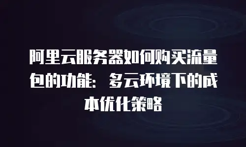 阿里云服务器如何购买流量包的功能：多云环境下的成本优化策略