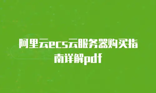 阿里云ecs云服务器购买指南详解pdf