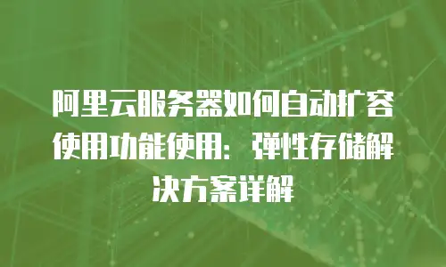 阿里云服务器如何自动扩容使用功能使用：弹性存储解决方案详解