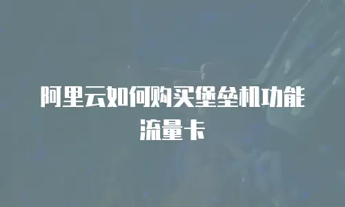 阿里云如何购买堡垒机功能流量卡