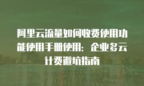 阿里云流量如何收费使用功能使用手册使用：企业多云计费避坑指南