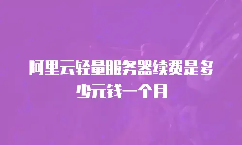 阿里云轻量服务器续费是多少元钱一个月