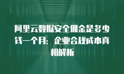 阿里云数据安全佣金是多少钱一个月：企业合规成本真相解析