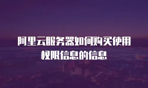 阿里云服务器如何购买使用权限信息的信息