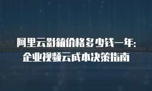 阿里云影箱价格多少钱一年：企业视频云成本决策指南
