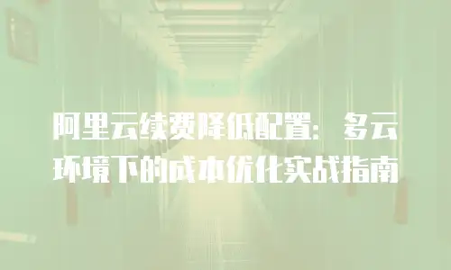 阿里云续费降低配置：多云环境下的成本优化实战指南