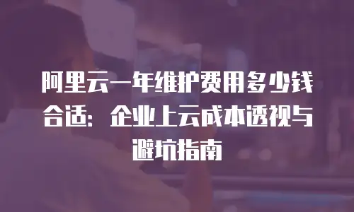 阿里云一年维护费用多少钱合适：企业上云成本透视与避坑指南