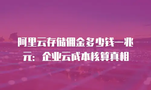 阿里云存储佣金多少钱一兆元：企业云成本核算真相