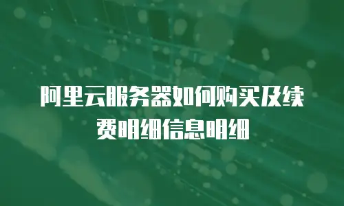 阿里云服务器如何购买及续费明细信息明细