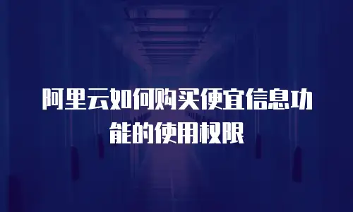 阿里云如何购买便宜信息功能的使用权限