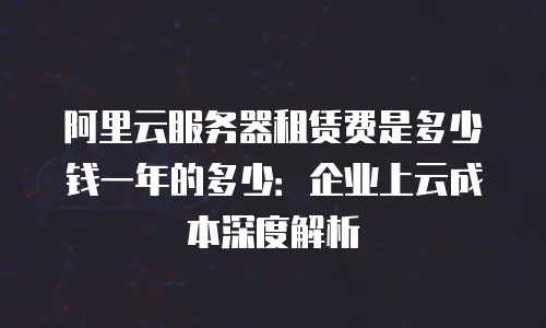 阿里云服务器租赁费是多少钱一年的多少：企业上云成本深度解析