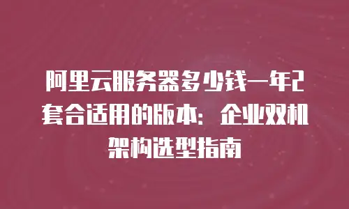 阿里云服务器多少钱一年2套合适用的版本：企业双机架构选型指南