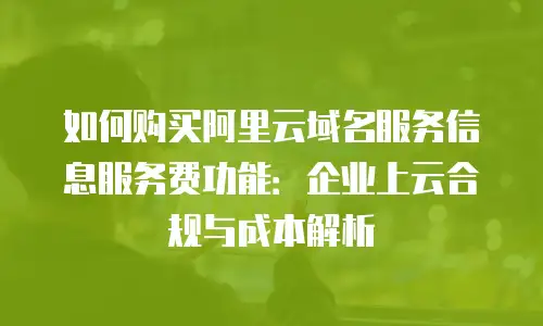 如何购买阿里云域名服务信息服务费功能：企业上云合规与成本解析