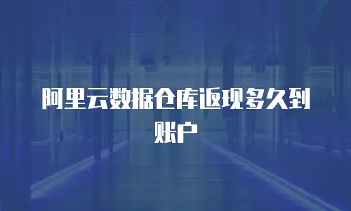 阿里云数据仓库返现多久到账户