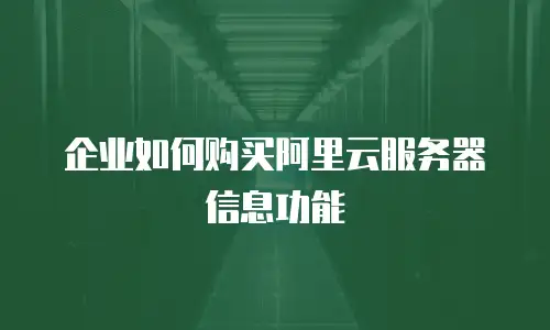 企业如何购买阿里云服务器信息功能