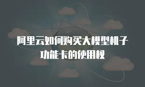 阿里云如何购买大模型机子功能卡的使用权