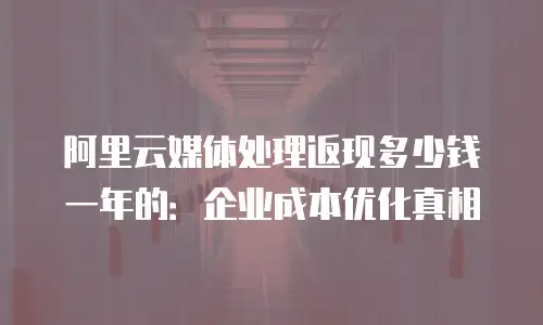 阿里云媒体处理返现多少钱一年的：企业成本优化真相