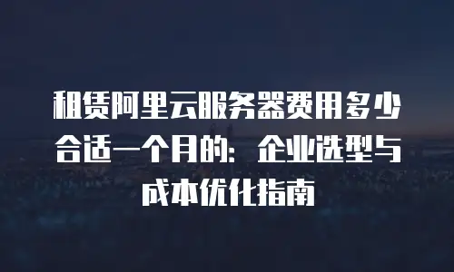 租赁阿里云服务器费用多少合适一个月的：企业选型与成本优化指南