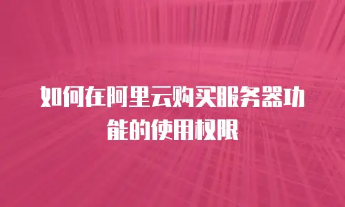 如何在阿里云购买服务器功能的使用权限