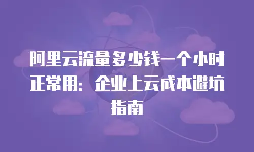 阿里云流量多少钱一个小时正常用：企业上云成本避坑指南