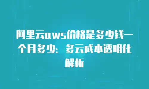 阿里云aws价格是多少钱一个月多少：多云成本透明化解析