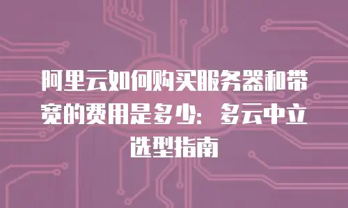 阿里云如何购买服务器和带宽的费用是多少：多云中立选型指南