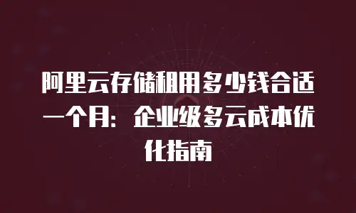 阿里云存储租用多少钱合适一个月：企业级多云成本优化指南