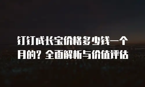 钉钉成长宝价格多少钱一个月的？全面解析与价值评估