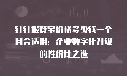 钉钉报餐宝价格多少钱一个月合适用：企业数字化升级的性价比之选