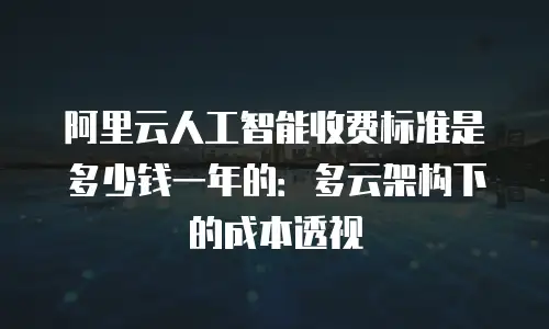 阿里云人工智能收费标准是多少钱一年的：多云架构下的成本透视