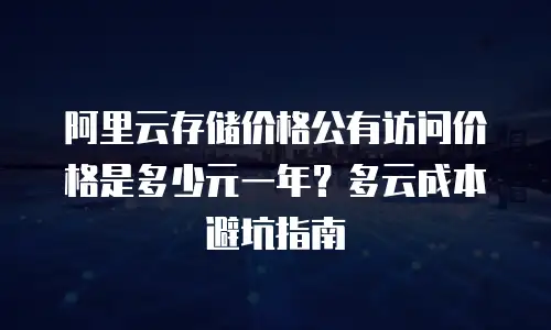 阿里云存储价格公有访问价格是多少元一年？多云成本避坑指南