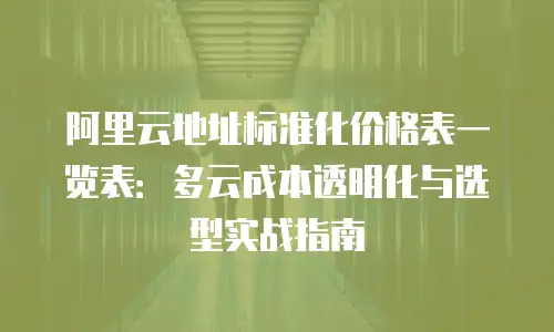 阿里云地址标准化价格表一览表：多云成本透明化与选型实战指南