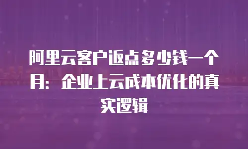 阿里云客户返点多少钱一个月：企业上云成本优化的真实逻辑