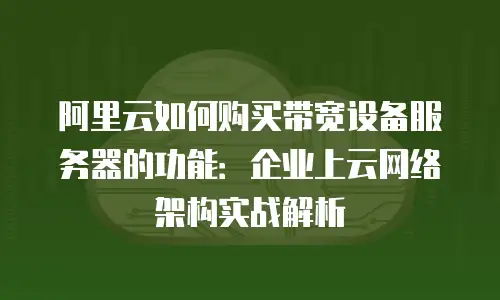 阿里云如何购买带宽设备服务器的功能：企业上云网络架构实战解析