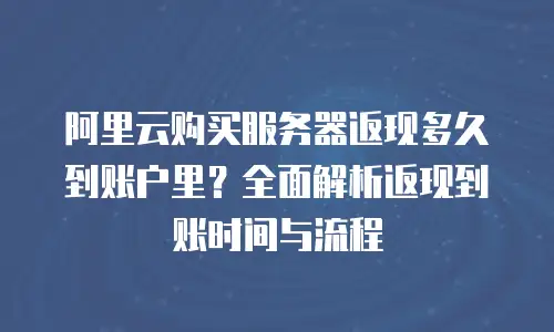 阿里云购买服务器返现多久到账户里？全面解析返现到账时间与流程
