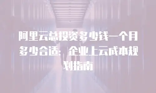 阿里云总投资多少钱一个月多少合适：企业上云成本规划指南