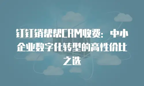 钉钉销帮帮CRM收费：中小企业数字化转型的高性价比之选