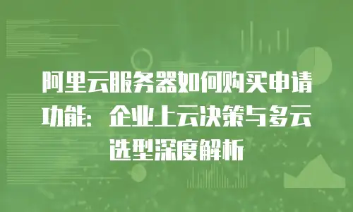 阿里云服务器如何购买申请功能：企业上云决策与多云选型深度解析