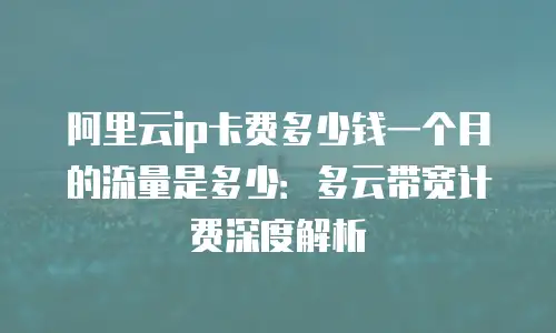 阿里云ip卡费多少钱一个月的流量是多少：多云带宽计费深度解析