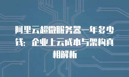 阿里云超微服务器一年多少钱：企业上云成本与架构真相解析