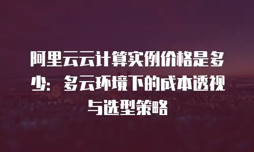 阿里云云计算实例价格是多少：多云环境下的成本透视与选型策略