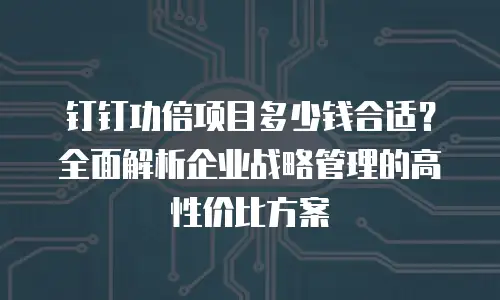 钉钉功倍项目多少钱合适？全面解析企业战略管理的高性价比方案