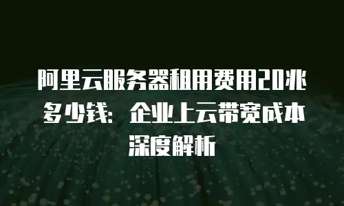 阿里云服务器租用费用20兆多少钱：企业上云带宽成本深度解析