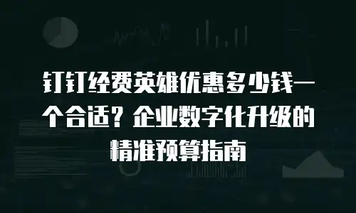 钉钉经费英雄优惠多少钱一个合适？企业数字化升级的精准预算指南